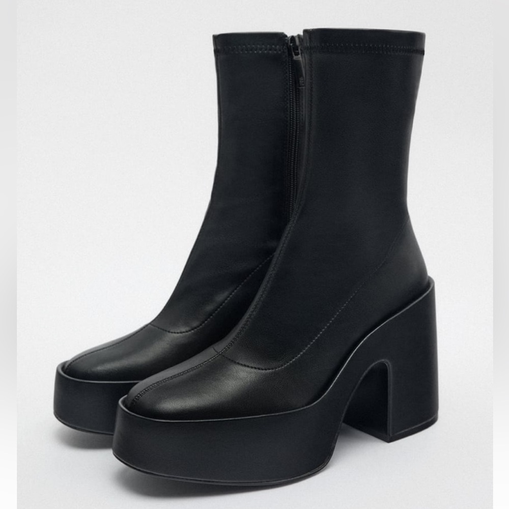 Zara black platform heels size 38